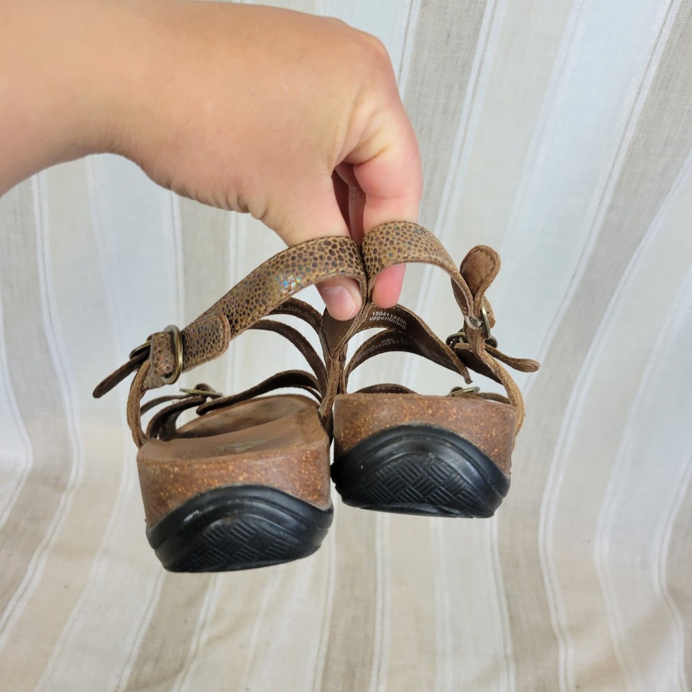 Dansko Jameson Strappy Leather Sandals Tan Metallic Shimmer Size 38 US 8 - Picture 4 of 9